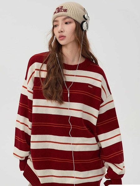 women's sweaters sweater 2022 o-neck casual loose knit striped pullover long sleeve korean fashion oversize thick women 230118, White;black
women's sweaters sweater 2022 o-neck casual loose knit striped pullover long sleeve korean fashion oversize thick women 230118, White;black