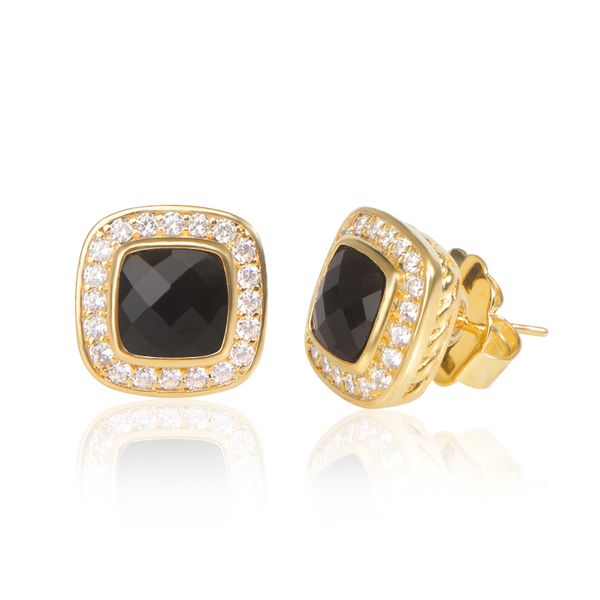 18k gold plating stud earrings in sterling silver with black onyx women gift earrings wedding stud, Golden;silver
18k gold plating stud earrings in sterling silver with black onyx women gift earrings wedding stud, Golden;silver