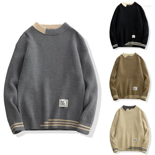 men's sweaters mens pullover sweater autumn and winter patchwork slim casual loose o neck knitwear, White;black
men's sweaters mens pullover sweater autumn and winter patchwork slim casual loose o neck knitwear, White;black
