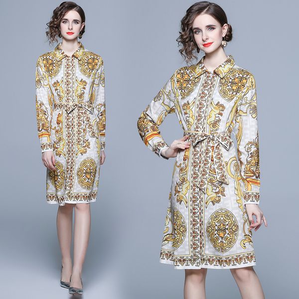 2023 vintage baroque print designer mini dress women classic lapel casual button shirt dresses with belt vacation long sleeve ladies lace up, Black;gray
2023 vintage baroque print designer mini dress women classic lapel casual button shirt dresses with belt vacation long sleeve ladies lace up, Black;gray