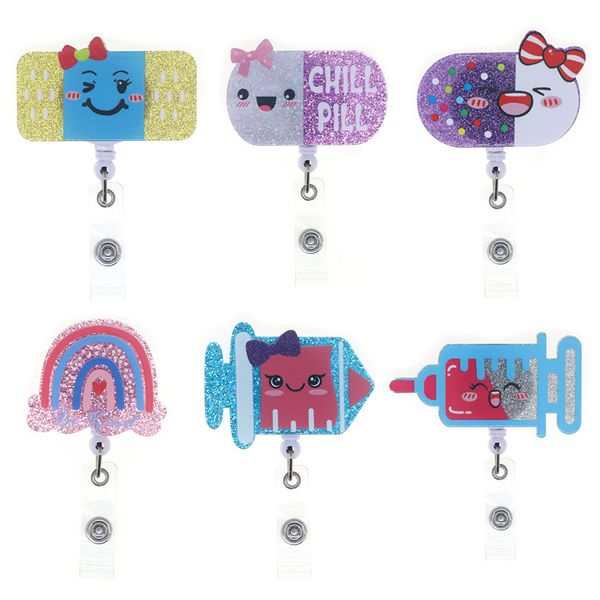 10 pcs/lot key rings cartoon bandage pill rainbow syringe bling glitter acrylic retractable badge reel with alligator clip for office nurses, Slivery;golden
10 pcs/lot key rings cartoon bandage pill rainbow syringe bling glitter acrylic retractable badge reel with alligator clip for office nurses, Slivery;golden