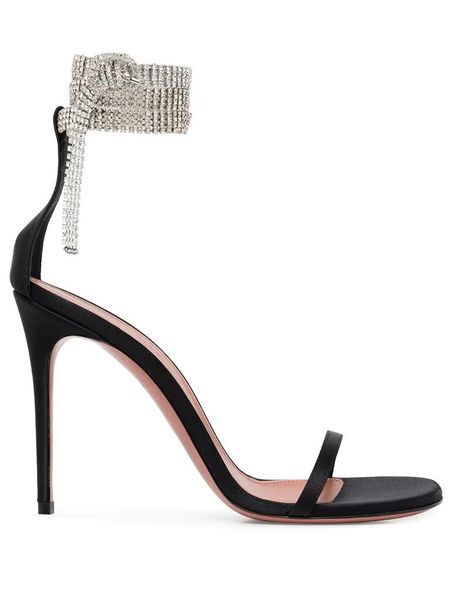 fashion sandals amina italy muaddi shoes giorgia crystal-strap sandals black suede chain