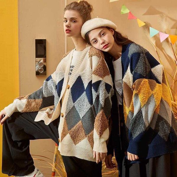 women's sweaters knits tees knitted cardigan for women autumn winter retro argyle sweater oversized loosev-neck woman jacket new 230118, White;black
women's sweaters knits tees knitted cardigan for women autumn winter retro argyle sweater oversized loosev-neck woman jacket new 230118, White;black