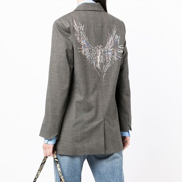 women's suits blazer back phoenix wings diamond suit coat slit straight single breasted cardigan long sleeve blazer for office lady 230, White;black
women's suits blazer back phoenix wings diamond suit coat slit straight single breasted cardigan long sleeve blazer for office lady 230, White;black