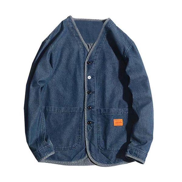 men's jackets japan style amekaji v-neck single breasted men denim jacket spring mens vintage jean jacket 230209, Black;brown
men's jackets japan style amekaji v-neck single breasted men denim jacket spring mens vintage jean jacket 230209, Black;brown