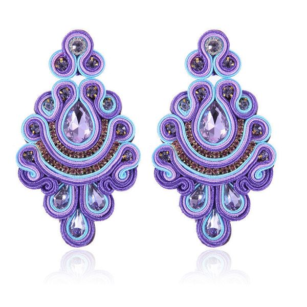 dangle chandelier fashion soutache earring ethnic boho jewelry women crystal delicate handmade weaving drop earrings purple black colorful g, Silver
dangle chandelier fashion soutache earring ethnic boho jewelry women crystal delicate handmade weaving drop earrings purple black colorful g, Silver