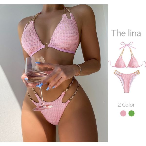 women's swimwear 2023 chain belt bikini set bandage backless sling split beach pool party swimsuit thong briefs twopiece 230209, White;black
women's swimwear 2023 chain belt bikini set bandage backless sling split beach pool party swimsuit thong briefs twopiece 230209, White;black