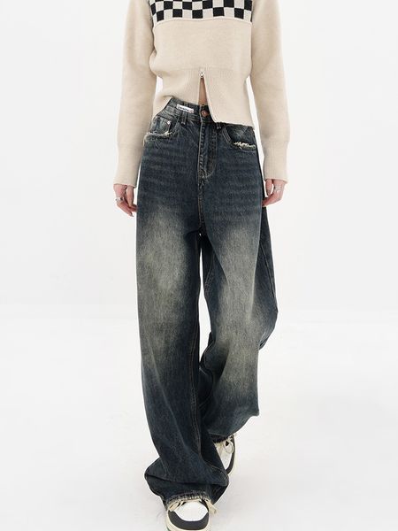 women's jeans harajuku women high waist 2023 streetwear retro fashion bf style loose wide leg straight denim trousers y2k pants 230209, Blue
women's jeans harajuku women high waist 2023 streetwear retro fashion bf style loose wide leg straight denim trousers y2k pants 230209, Blue