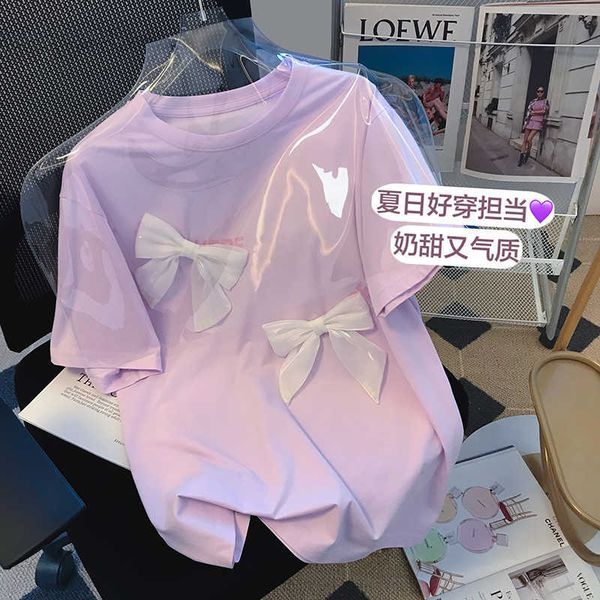 women's t-shirt women summer kawaii clothes cute ops bow decoration purple greeen korean ladies 2022 y2302, White
women's t-shirt women summer kawaii clothes cute ops bow decoration purple greeen korean ladies 2022 y2302, White