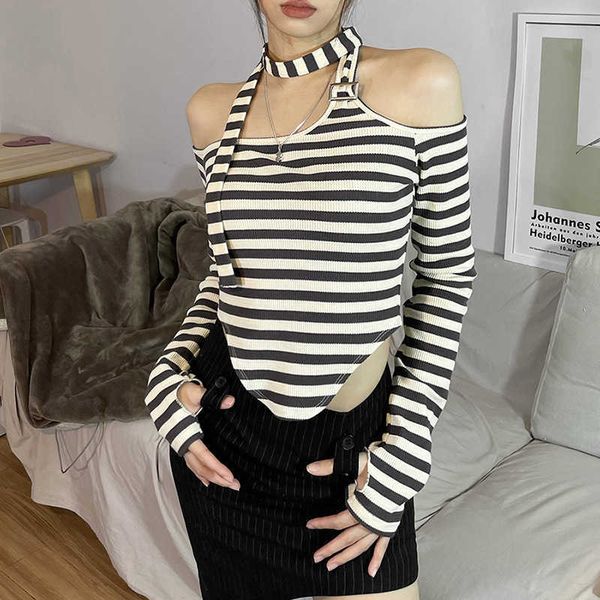 women's t-shirt european american 2023 spring new pullover clothing fashion striped backless long-sleeved one-shoulder t-shirt y2302, White
women's t-shirt european american 2023 spring new pullover clothing fashion striped backless long-sleeved one-shoulder t-shirt y2302, White