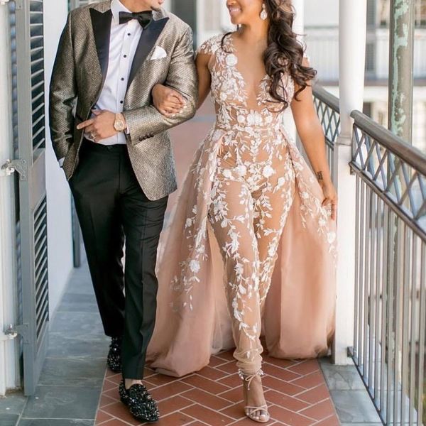 modest champagne boho wedding dress with jumpsuit vintage overskirt train beach wedding dresses v neck african lace bride robes de mariee ap, White
modest champagne boho wedding dress with jumpsuit vintage overskirt train beach wedding dresses v neck african lace bride robes de mariee ap, White