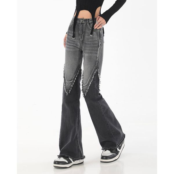 women's jeans american high street color blocking raw edge jean 's autumn and winter design waist comfortable mopping flared pants, Blue
women's jeans american high street color blocking raw edge jean 's autumn and winter design waist comfortable mopping flared pants, Blue