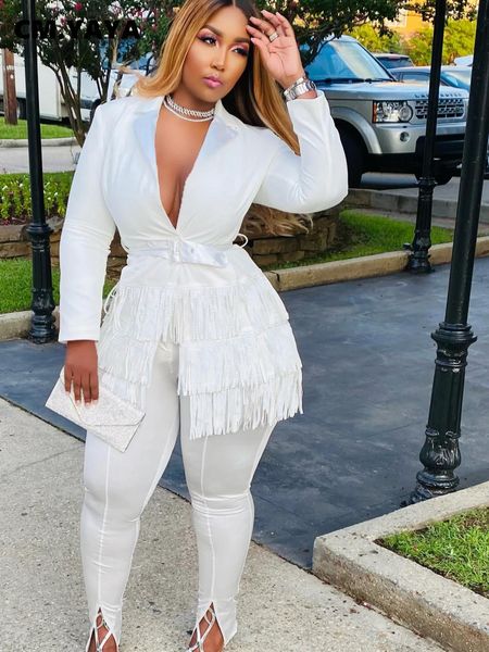 womens two piece pants cmyaya elegant tassel splicing blazer suit and split flare matching 2 set for women outfits street tracksuit 230209, White
womens two piece pants cmyaya elegant tassel splicing blazer suit and split flare matching 2 set for women outfits street tracksuit 230209, White
