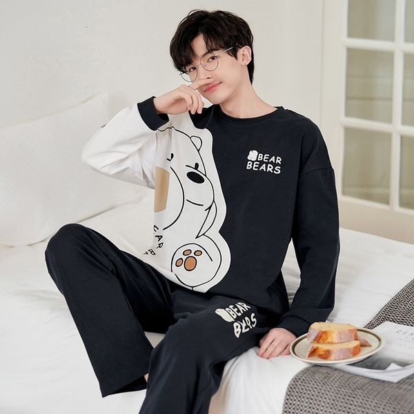 men's sleepwear spring autumn couple long sleeve cotton pajama set for men korean cute cartoon sleepwear pyjama women homewear home clo, Black;brown
men's sleepwear spring autumn couple long sleeve cotton pajama set for men korean cute cartoon sleepwear pyjama women homewear home clo, Black;brown