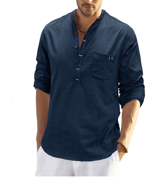 men's casual shirts euow long sleeve stand collar cotton linen shirt men clothing solid color loose fashion luxury male pocket 230209, White;black
men's casual shirts euow long sleeve stand collar cotton linen shirt men clothing solid color loose fashion luxury male pocket 230209, White;black