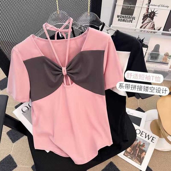 women's t-shirt cute pink bow tees short sleeve t-shirt summer new loose large spice girl hollow tie stitched y2302, White
women's t-shirt cute pink bow tees short sleeve t-shirt summer new loose large spice girl hollow tie stitched y2302, White