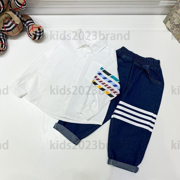 high end boys shirts sets white blouse with jeans two pieces sets 2023ss spring sports tracksuits size 100-160cm
high end boys shirts sets white blouse with jeans two pieces sets 2023ss spring sports tracksuits size 100-160cm