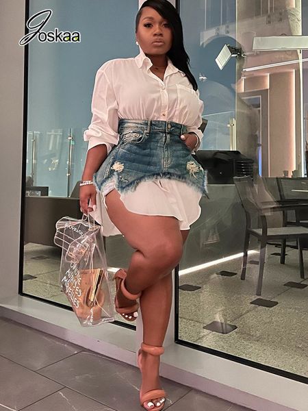 two piece dress joskaa solid lapel long sleeve single breasted shirt and irregular denim skirt set women cute street outfit 230209, White
two piece dress joskaa solid lapel long sleeve single breasted shirt and irregular denim skirt set women cute street outfit 230209, White