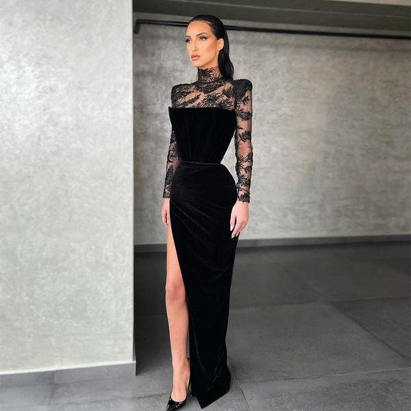 party dresses black velvet evening long sleeve mermaid lady gorgeous lace applique high neck side slit dubai formal prom gowns de 230208, White;black
party dresses black velvet evening long sleeve mermaid lady gorgeous lace applique high neck side slit dubai formal prom gowns de 230208, White;black