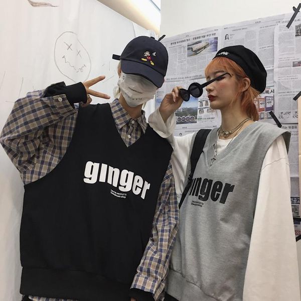 men s jackets autumn south korea restore ancient ways bf wind letter v collar clothing material sleeveless waistcoat vest men and women 2302, Black;brown
men s jackets autumn south korea restore ancient ways bf wind letter v collar clothing material sleeveless waistcoat vest men and women 2302, Black;brown