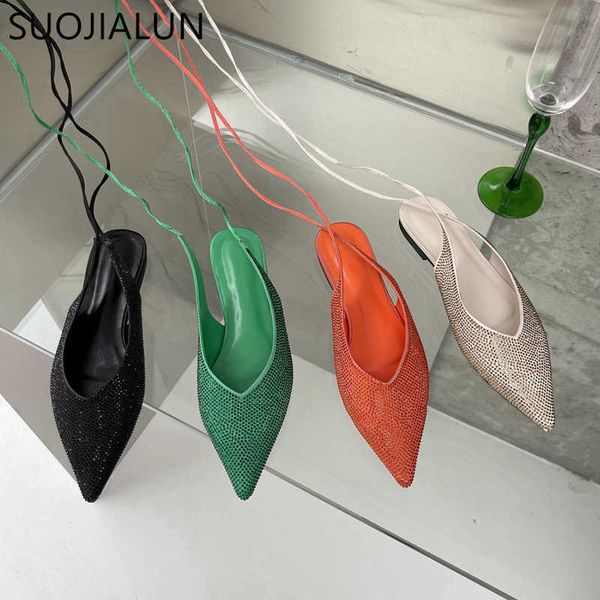 sandals suojialun 2022 summer new pointed toe women sandal shoes fashion bling crystal shallow mules ladies eelgant ankle lace up slides t23, Black
sandals suojialun 2022 summer new pointed toe women sandal shoes fashion bling crystal shallow mules ladies eelgant ankle lace up slides t23, Black
