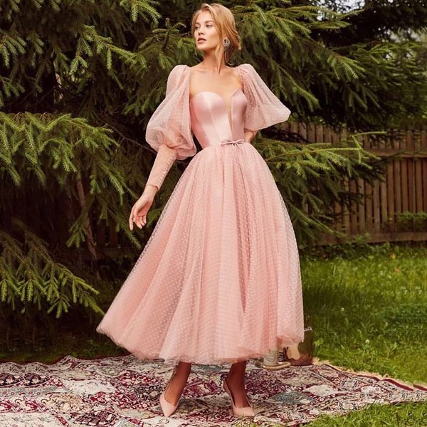 party dresses sweet pink tealength evening polkadot puffy sleeve backless tulle aline lovely prom gown for women 230208, White;black
party dresses sweet pink tealength evening polkadot puffy sleeve backless tulle aline lovely prom gown for women 230208, White;black