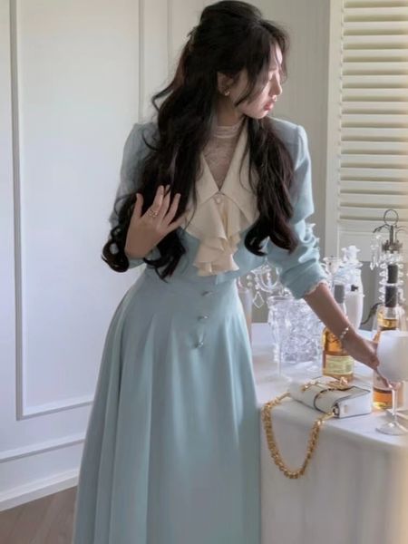 two piece dress korean skirt suit autumn elegant 2 set office lady long sleeve short coat blue midi outfits woman slim retro 230209, White
two piece dress korean skirt suit autumn elegant 2 set office lady long sleeve short coat blue midi outfits woman slim retro 230209, White