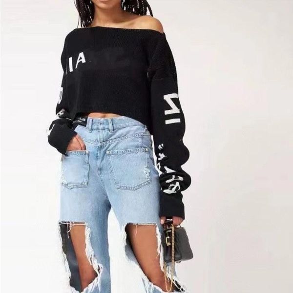 women t shirts women designer sweater for womens sweater pullover knit shirt long sleeve fasion with letters straight shoulder sgfg, White
women t shirts women designer sweater for womens sweater pullover knit shirt long sleeve fasion with letters straight shoulder sgfg, White