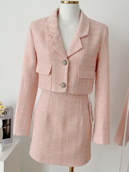 two piece dress female elegant skirt suits autumn tweed set women outfits crop mini vetement femme 230209, White
two piece dress female elegant skirt suits autumn tweed set women outfits crop mini vetement femme 230209, White