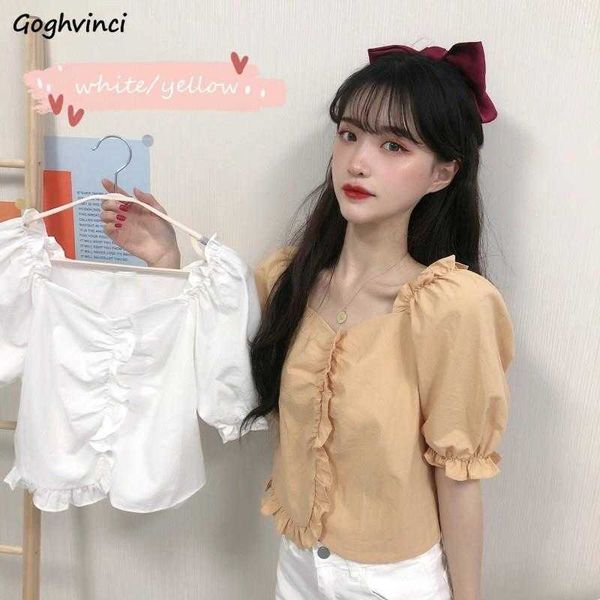 women's t-shirt shirts blouses women puff sleeve cropped ruffles solid sweet girls ulzzang ladies all-match soft loose casual stylish, White
women's t-shirt shirts blouses women puff sleeve cropped ruffles solid sweet girls ulzzang ladies all-match soft loose casual stylish, White