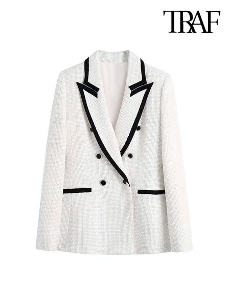 womens suits blazers traf women fashion with contrast piping tweed blazer coat vintage long sleeve pockets female outerwear chic veste femme, White;black
womens suits blazers traf women fashion with contrast piping tweed blazer coat vintage long sleeve pockets female outerwear chic veste femme, White;black