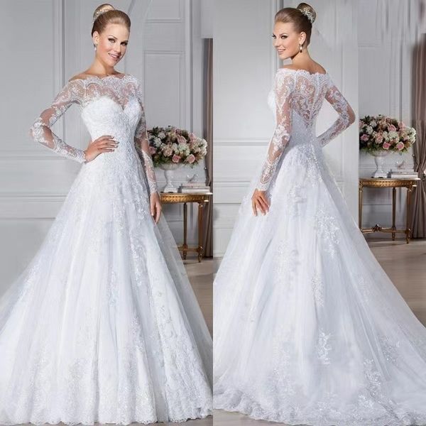 2023 wedding dress bridal gowns sheer long sleeves v neck embellished lace embroidered romantic princess blush a line beach robes de mariee, White
2023 wedding dress bridal gowns sheer long sleeves v neck embellished lace embroidered romantic princess blush a line beach robes de mariee, White