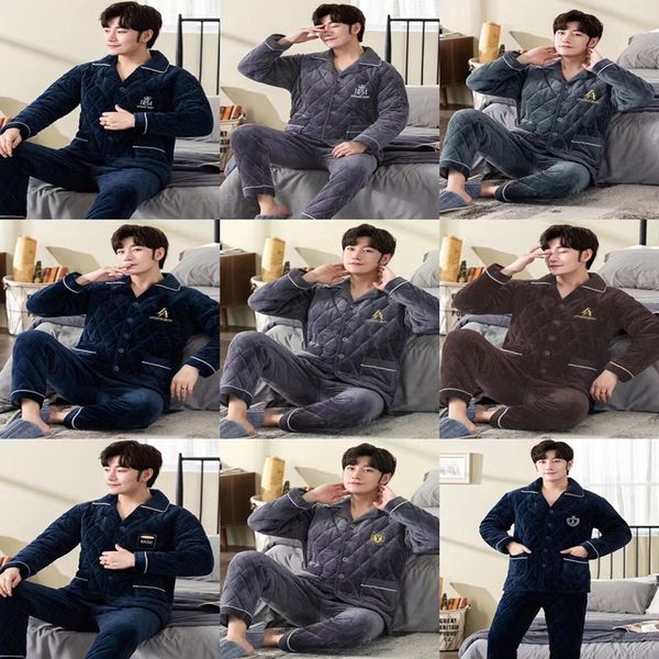 Men's pajamas winter thickened plush three-layer cotton coral flannel autumn and winter warm home suit, Brown
Men's pajamas winter thickened plush three-layer cotton coral flannel autumn and winter warm home suit, Brown