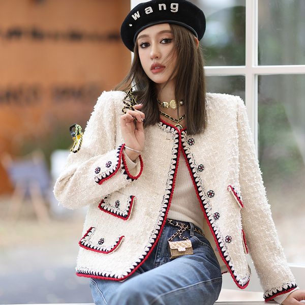 women's jackets designer luxury tweed patchwork white short jacket coat autumn winter woolen single breasted weave pocket outerwear fem, Black;brown
women's jackets designer luxury tweed patchwork white short jacket coat autumn winter woolen single breasted weave pocket outerwear fem, Black;brown
