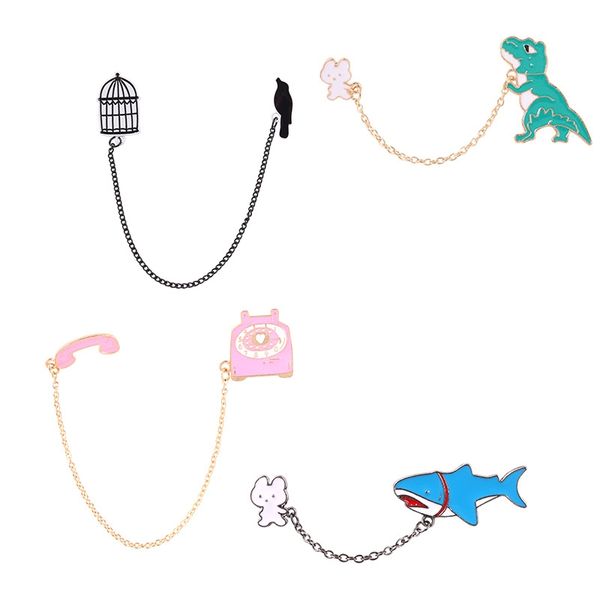 cartoon cute chains brooches 4pcs set animal enamel badges for children dinosaur whale alloy pin denim shirt jewelry gift bag accessories, Gray
cartoon cute chains brooches 4pcs set animal enamel badges for children dinosaur whale alloy pin denim shirt jewelry gift bag accessories, Gray