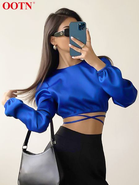 women s blouses shirts ootn blue fashion woman blouse autumn lace up backless crop long sleeve wrap elegant satin o neck shirt women 230208, White
women s blouses shirts ootn blue fashion woman blouse autumn lace up backless crop long sleeve wrap elegant satin o neck shirt women 230208, White