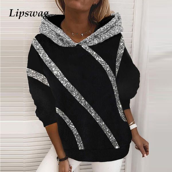 women s hoodies sweatshirts autumn fashion sequin women hooded sweatshirt spring casual long sleeve pullover harajuku female patchwork 2302, Black
women s hoodies sweatshirts autumn fashion sequin women hooded sweatshirt spring casual long sleeve pullover harajuku female patchwork 2302, Black