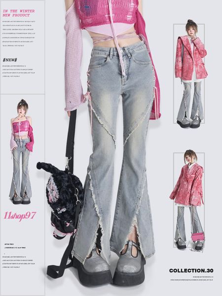 women's jeans vintage burr edge split horn loose women streetwear 2023 stretch slim high waist wide leg trousers flare pants female 230, Blue
women's jeans vintage burr edge split horn loose women streetwear 2023 stretch slim high waist wide leg trousers flare pants female 230, Blue