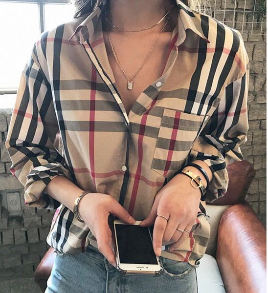 women's blouses fashion classic summer plaid t-shirt plus size casual long sleeve top, White
women's blouses fashion classic summer plaid t-shirt plus size casual long sleeve top, White