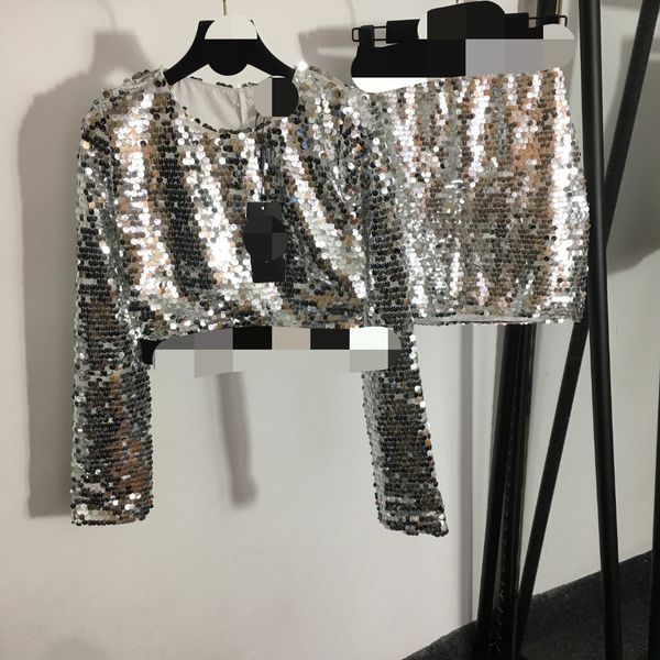 213 2023 spring two pieces sets crew neck empire black sequins pullover long sleeve empire short pants meiyi8, White
213 2023 spring two pieces sets crew neck empire black sequins pullover long sleeve empire short pants meiyi8, White