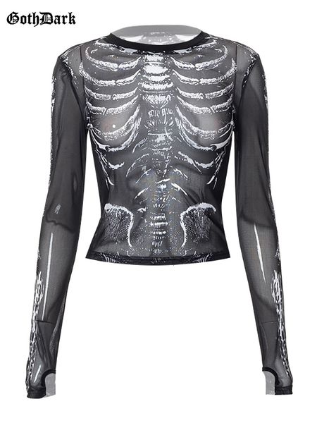 women s t shirt goth dark skeleton print mesh mall gothic women t shirts grunge aesthetic see through crop emo black egirl alt clothes 2302, White
women s t shirt goth dark skeleton print mesh mall gothic women t shirts grunge aesthetic see through crop emo black egirl alt clothes 2302, White