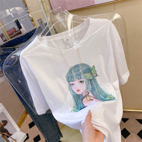women's t-shirt new 2022 summer short sleeve fashion casual beautiful girl diamond female tshirts elegant slim blusas y2302, White
women's t-shirt new 2022 summer short sleeve fashion casual beautiful girl diamond female tshirts elegant slim blusas y2302, White