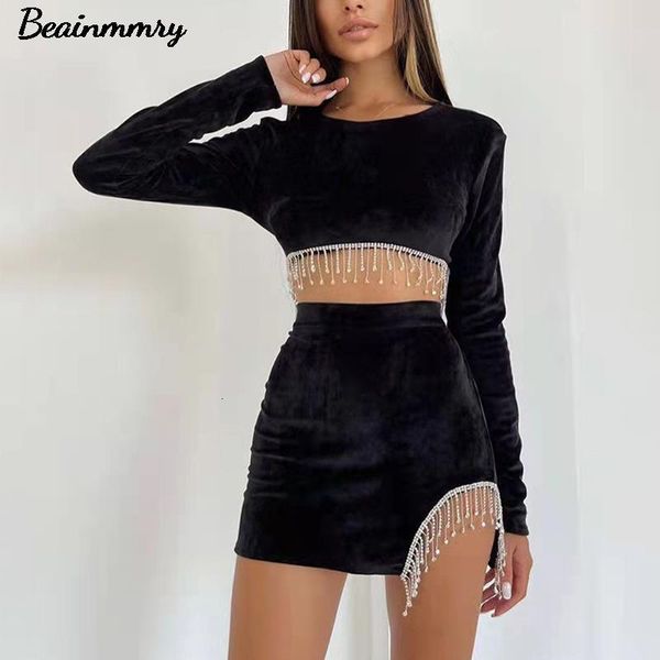 two piece dress women spring summer vintage velvet rhinestones tassel 2 set female backless cropped mini skirt 230209, White
two piece dress women spring summer vintage velvet rhinestones tassel 2 set female backless cropped mini skirt 230209, White