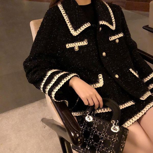 two piece dress mini skirts sets womens outifits winter jacket fashion vintage black tweed coat suits lapel sleeve 230209, White
two piece dress mini skirts sets womens outifits winter jacket fashion vintage black tweed coat suits lapel sleeve 230209, White