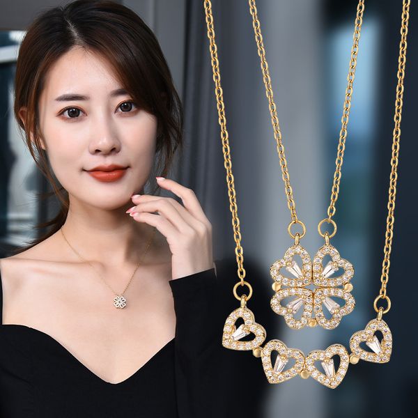 love necklace women's clover pendant fashion love folding creative collar chain, Silver
love necklace women's clover pendant fashion love folding creative collar chain, Silver
