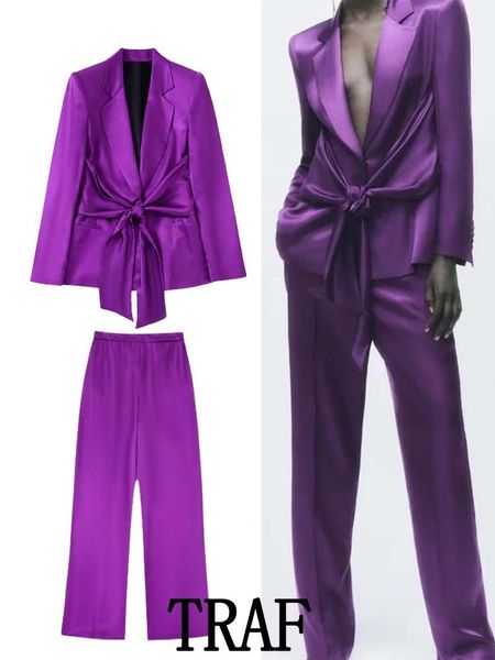 womens two piece pants traf woman 2 pieces sets fashion bowknot decoration blazer coat satin texture long causal elegant 230209, White
womens two piece pants traf woman 2 pieces sets fashion bowknot decoration blazer coat satin texture long causal elegant 230209, White