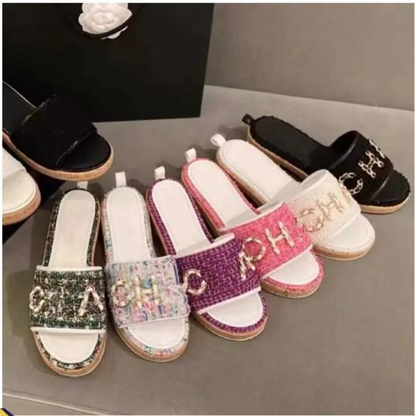 35-41 sizes women slippers tweed leather straw woven slides sandals slip on wedge flats fashion beach mule brand flip flops casual slides sh, Black
35-41 sizes women slippers tweed leather straw woven slides sandals slip on wedge flats fashion beach mule brand flip flops casual slides sh, Black