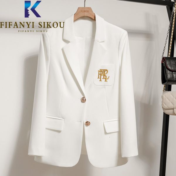 womens suits blazers white blazer jacket women fashion embroidery single breasted suit ladies casual office formal coat 230209, White;black 
womens suits blazers white blazer jacket women fashion embroidery single breasted suit ladies casual office formal coat 230209, White;black