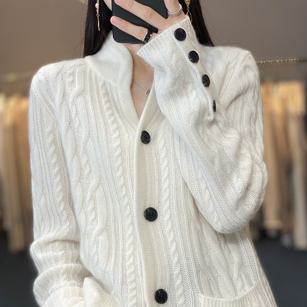 women s knits tees 100shmere wool sweater stand collar cardigan casual knitted european american fashion high end female jacket 230208, White
women s knits tees 100shmere wool sweater stand collar cardigan casual knitted european american fashion high end female jacket 230208, White