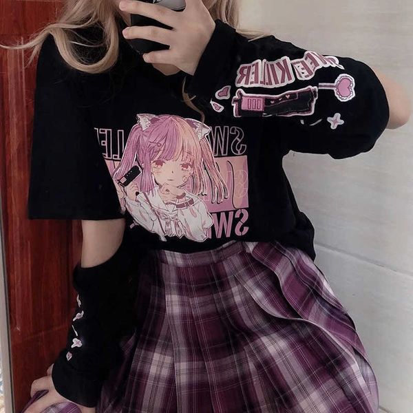 women's t-shirt japanese anime print graphic women summer goth mujer split sleeves girl y2k clothes aesthetic harajuku kawaii tees y230, White
women's t-shirt japanese anime print graphic women summer goth mujer split sleeves girl y2k clothes aesthetic harajuku kawaii tees y230, White